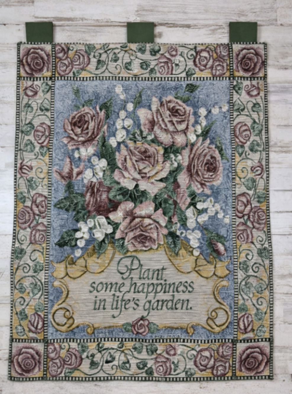 Vicki Howard Floral Sampler Tapestry Wall Hanging Rose Garden Cottage 26x36 USA